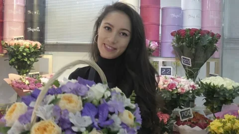 In Flowers boutique Stock Footage 148042587