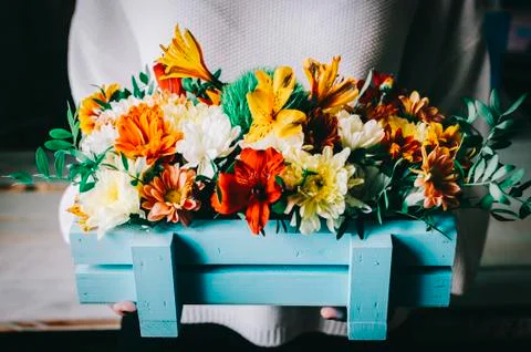 Flowers In Box Stock Photos