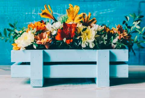 Flowers In Box Stock Photos