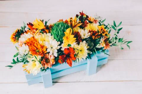 Flowers In Box Stock Photos