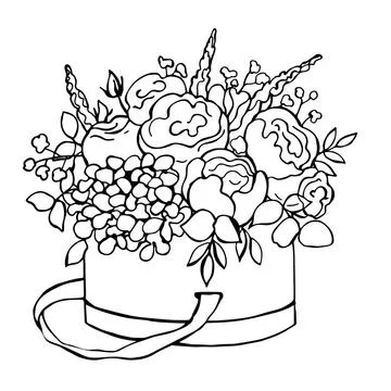 Flowers in box.Vector   illustration. Stock Illustration