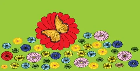 Flowers with a butterfly Stock Illustration
