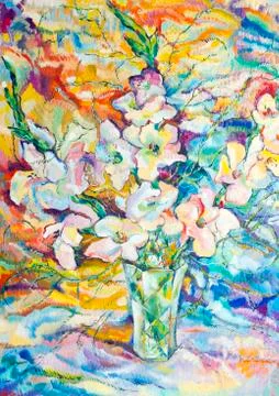 Flowers on canvas Stock Illustration