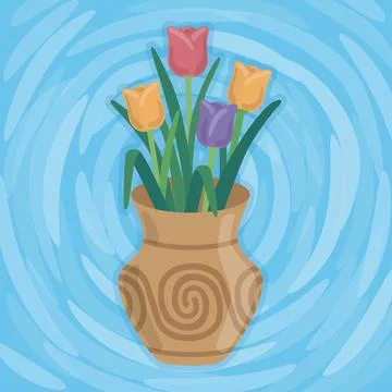 Flowers in ceramic vase vector Illustration Stock Illustration