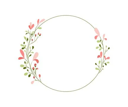 Flowers circle frame vector Stock Illustration
