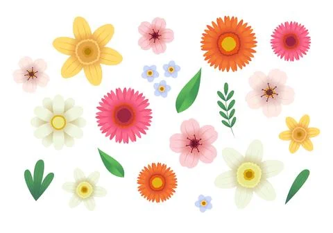 Flowers collection. Vector illustration in flat style, template for design 库存插图