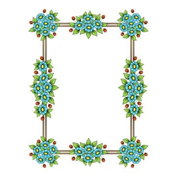 Flowers color rectangle frame Stock Illustration