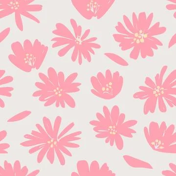 Flowers color seamless patterns hand drawn style for fabric, textiles, clot.. Stock Illustration