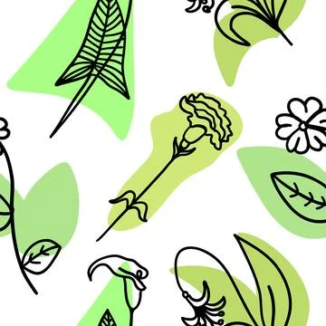 Flowers colorful seamless pattern in doodle style Stock Illustration
