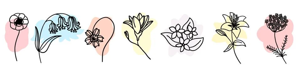 Flowers colorful set Stock Illustration