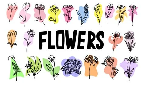 Flowers colorful set Stock Illustration