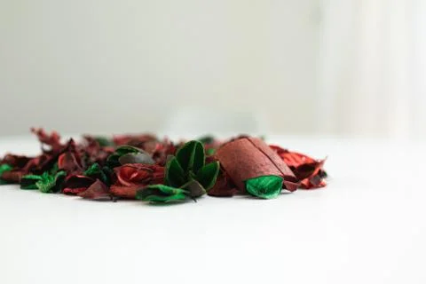 Flowers composition. Frame made of dried rose flowers on white background Stock Photos