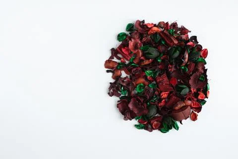 Flowers composition. Frame made of dried rose flowers on white background Stock Photos