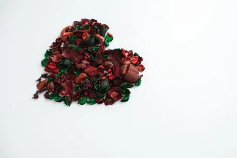 Flowers composition. Frame made of dried rose flowers on white background Stock-Fotos