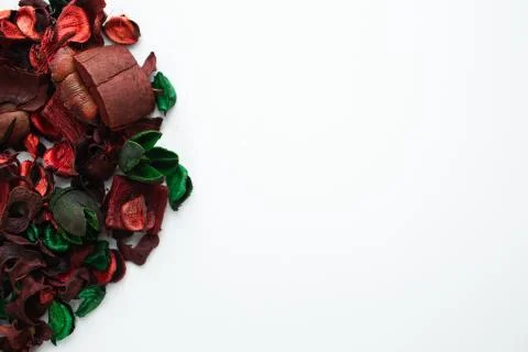 Flowers composition. Frame made of dried rose flowers on white background Stock Photos