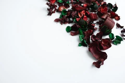 Flowers composition. Frame made of dried rose flowers on white background Stock Photos