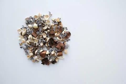 Flowers composition. Frame made of dried rose flowers on white background Stock Photos