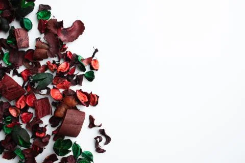 Flowers composition. Frame made of dried rose flowers on white background Stock Photos