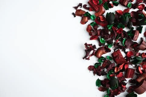 Flowers composition. Frame made of dried rose flowers on white background Stock Photos