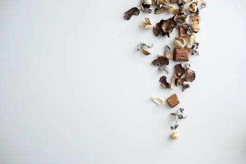 Flowers composition. Frame made of dried rose flowers on white background Stock Photos