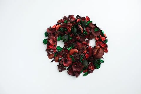Flowers composition. Frame made of dried rose flowers on white background Stock Photos