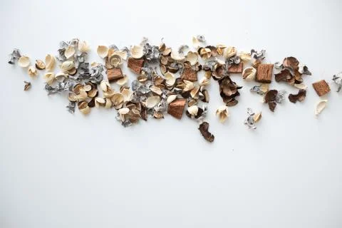 Flowers composition. Frame made of dried rose flowers on white background Stock Photos