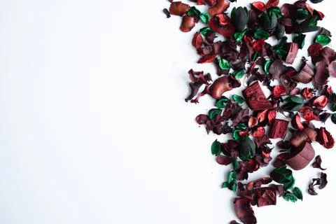 Flowers composition. Frame made of dried rose flowers on white background Stock Photos