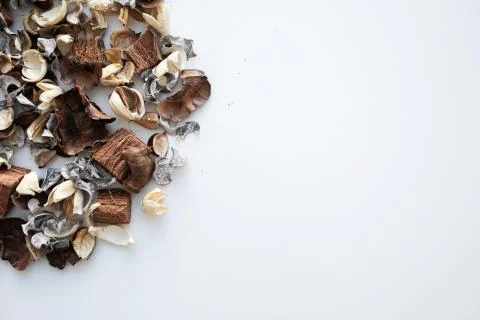 Flowers composition. Frame made of dried rose flowers on white background Stock Photos