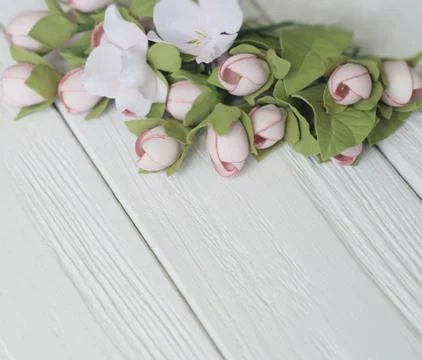 Flowers composition. Frame made of flowers Stock Photos