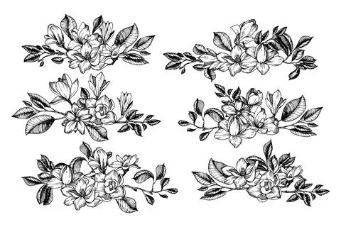 Flowers compositions witn branches Stock Illustration