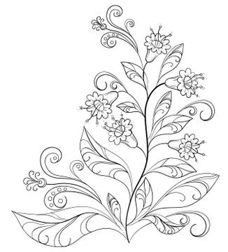 Flowers, contours Illustrazione stock