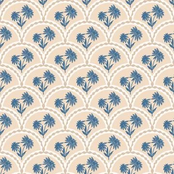 Flowers crayon drawn seamless pattern. Floral allover background. Stylized Illustrazione stock