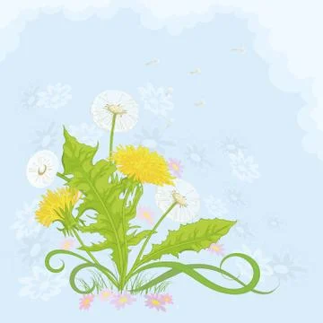 Flowers dandelions in the sky Stock-Illustration