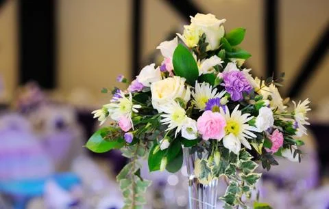 Flowers decorate table Stock Photos
