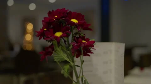 Flowers on a decorated fine dining table Stock Footage 167268219