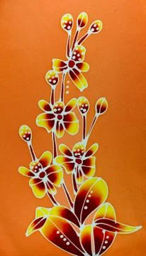 Flowers design on batik. Stock Photos