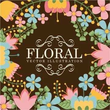 Flowers design over brown background vector illustration Ilustração Stock