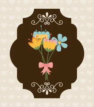 Flowers design over pattern background vector illustration Ilustração Stock