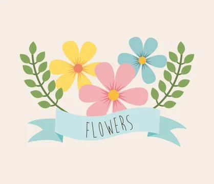 Flowers design over pink background vector illustration Ilustração Stock