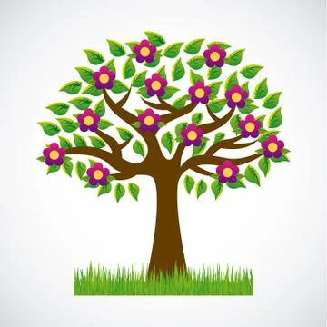 Flowers design over white background, vector illustration Ilustração Stock