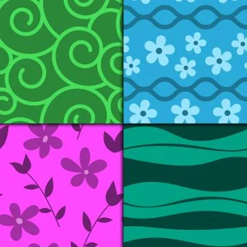 Flowers easter foliage vector seamless pattern background geometric flat style Stock Illustration