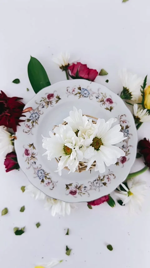 Flowers, easter, sweet, celebration, dining, glass, fork, bouquet, Stock Footage 245855283