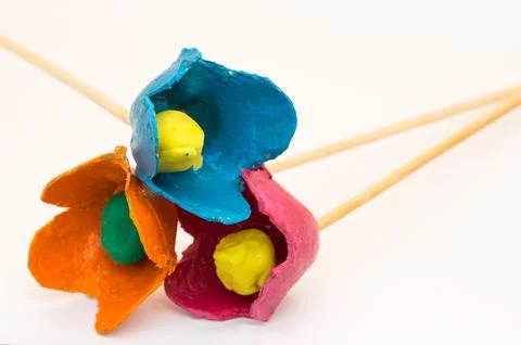 Flowers with egg cups Stock Photos