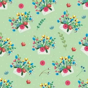 Flowers in an envelope pattern Stock Illustration