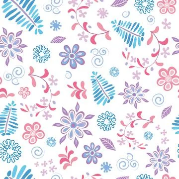 Flowers Evoking Spring and Feeling of Joy, Multicolor Background, vector Pattern 스톡 일러스트