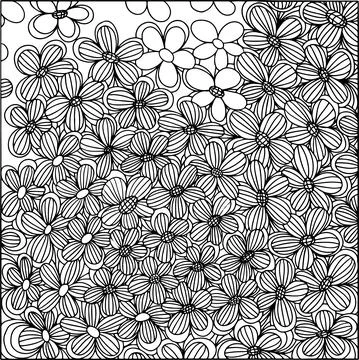 Flowers field. Coloring book. Vector Stock Illustration