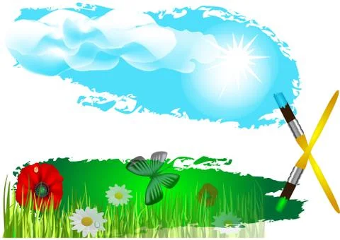 Flowers on the field Stock Illustration