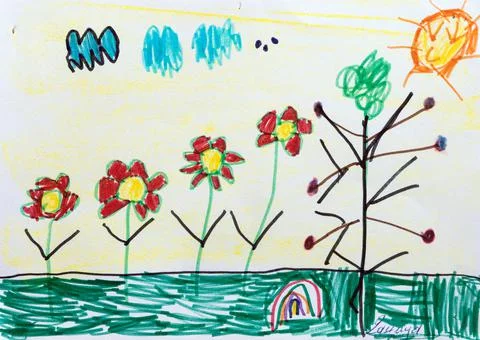 Flowers in the Field Stock Illustration