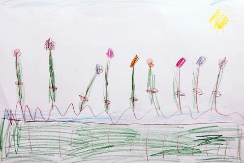 Flowers in the Field Stock Illustration