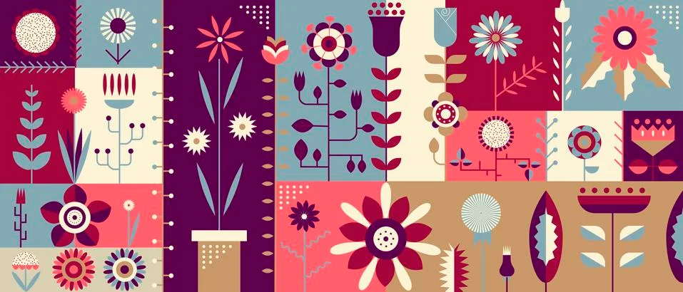 Flowers flat abstract background Stock Illustration